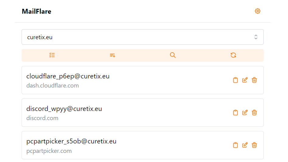 Screenshot of the project MailFlare